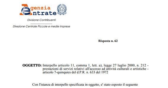 Iva unica per più servizi: focus sulla quota di partecipazione ad attività culturali