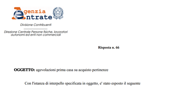Agevolazione prima casa per una sola pertinenza, linea rigida delle Entrate