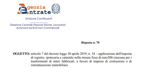 Fondi immobiliari e agevolazione per il trasferimento di fabbricati