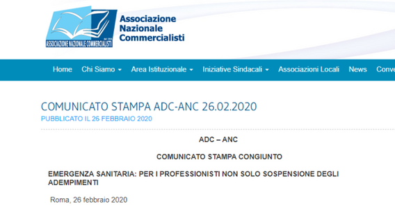 Coronavirus, ADC e ANC: estensione proroga scadenze e aiuti ai professionisti