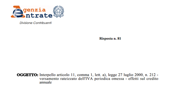IVA periodica omessa, il versamento a rate condiziona maturazione ed uso del credito