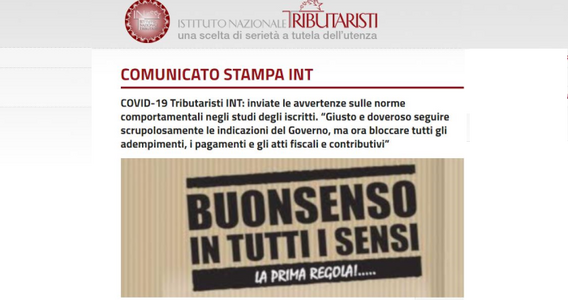 Coronavirus, INT: seguire le indicazioni del Governo ma sospendere le scadenze