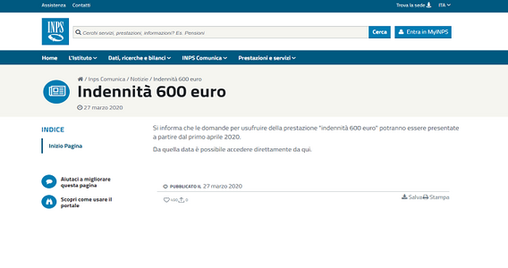 Bonus 600 e 1000 euro partite IVA: istruzioni INPS per fare domanda