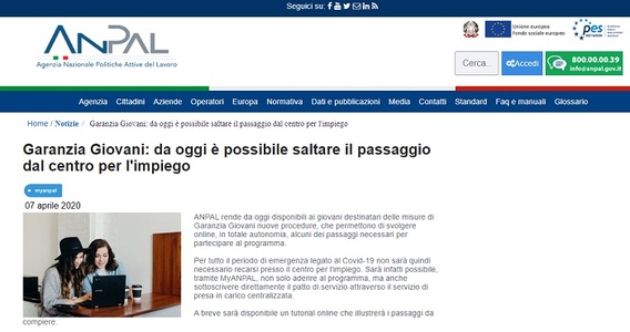 Garanzia giovani, iscrizione su My Anpal senza Centro per l'impiego