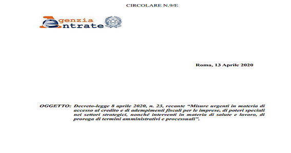 Decreto Liquidità: pubblicata la circolare dell'Agenzia delle Entrate