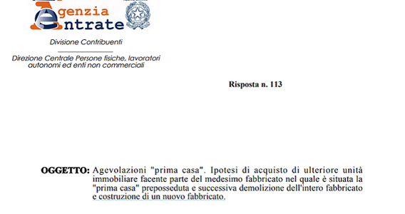 Bonus prima casa, no alle agevolazioni sul secondo immobile in caso di demolizione