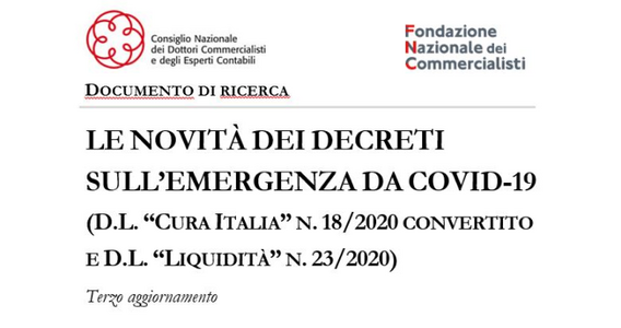 Decreti anti coronavirus, FNC e CNDCEC sulle novità dei DL Cura Italia e Liquidità