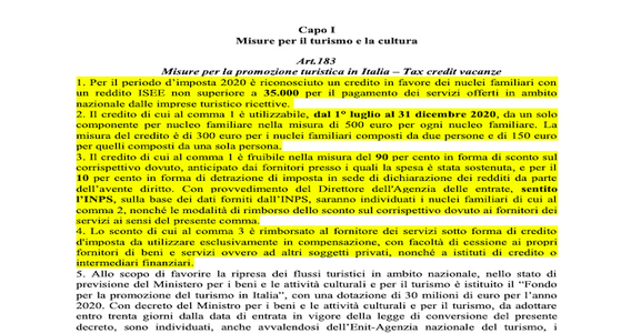 Decreto Rilancio: in arrivo agevolazioni a turismo e cultura