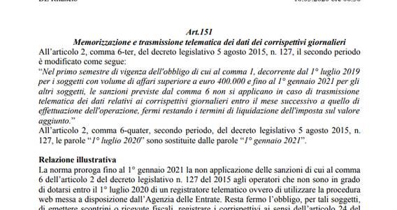 Proroga sanzioni scontrino elettronico: le novità nel decreto Rilancio