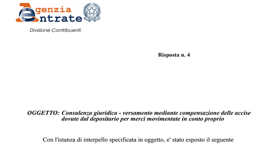 Compensazione con credito IVA: pagamento delle accise