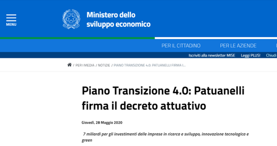 Piano Transizione 4.0, Mise: 7 miliardi a supporto degli investimenti innovativi