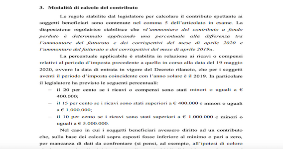Contributi a fondo perduto: il calcolo del calo di fatturato