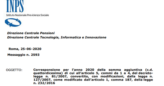 Quattordicesima INPS 2020: importo e limiti di reddito in chiaro
