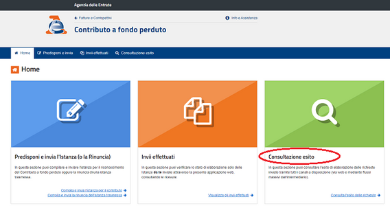 Esito domanda contributo a fondo perduto: come verificare online