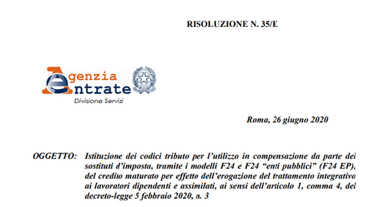 Bonus cuneo fiscale dal 1° luglio 2020: ecco il codice tributo per i datori di lavoro