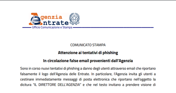 Mail dall'Agenzia delle Entrate sui pagamenti: attenzione alla truffa