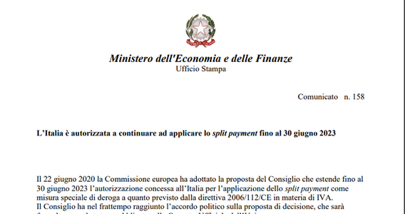 Split payment IVA, MEF: proroga ufficiale fino al 2023