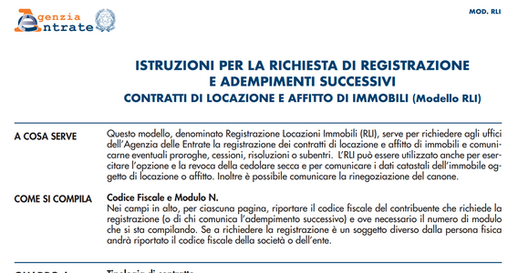 Rinegoziazione affitti online con modello RLI: le istruzioni dell'Agenzia delle Entrate