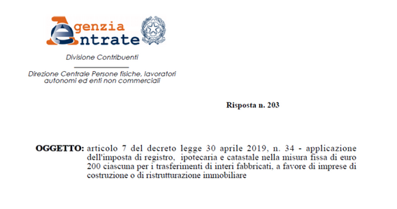Imposta di registro, trasferimento interi fabbricati: quando è fissa?