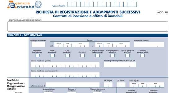 Nuovo modello RLI e istruzioni registrazione e riduzione canone affitto
