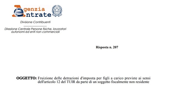 Detrazioni figli a carico: residenti all'estero esclusi, ma con un'eccezione
