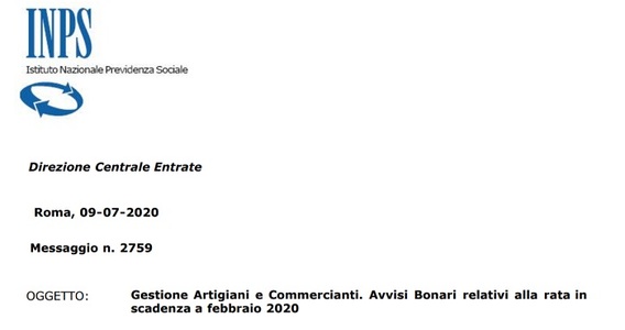 Avvisi bonari 2020, alert in arrivo dall'INPS per artigiani e commercianti