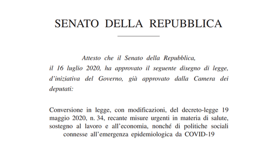 Decreto Rilancio convertito in legge, le novità inserite nel testo