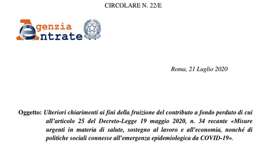 Contributi a fondo perduto, nuova circolare dell'Agenzia delle Entrate: chiarimenti e novità