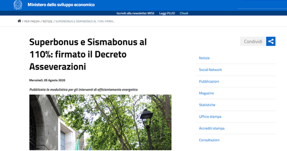 Asseverazione ecobonus al 110%, firmato il decreto MISE su moduli e modalità di invio