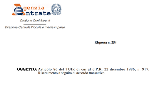 Accordo transattivo, il risarcimento non può essere trattato come plusvalenza