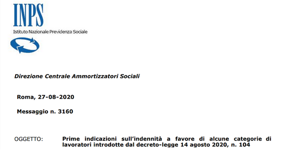 Bonus Decreto Agosto, istruzioni INPS su nuove indennità e proroga Naspi