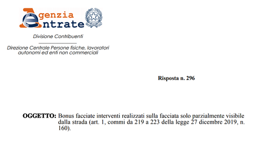 Bonus facciate, come funziona se l'edificio è visibile solo in parte dalla strada?