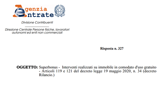 Ecobonus 110% anche in caso di comodato d'uso, se i lavori rispettano i requisiti