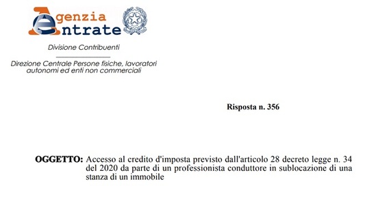 Bonus affitto anche in caso di contratto di sublocazione per una sola stanza