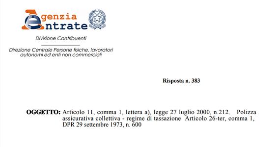 L'assicurazione sulla vita rientra tra i fringe benefit e costituisce reddito di lavoro