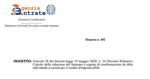 Bonus affitto e cessione d'azienda: calcolo del calo del fatturato in continuità
