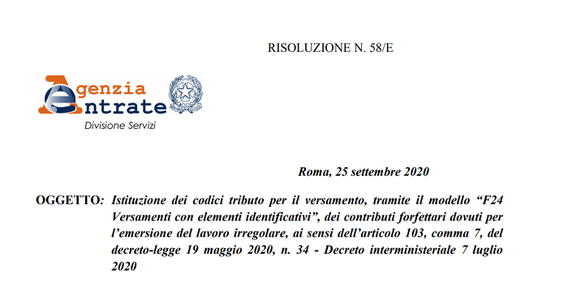 Sanatoria badanti, colf e braccianti: il codice tributo per il contributo forfettario