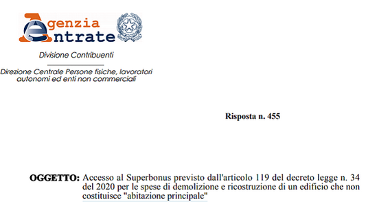 Superbonus 110% per demolizione e ricostruzione: l'Agenzia delle Entrate chiarisce