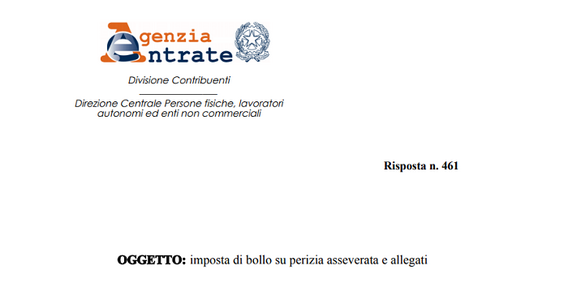Rendicontazione spese, imposta di bollo su perizia asseverata e allegati