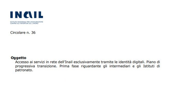 SPID, CIE e CNS per i servizi online INAIL: dal 1° dicembre obbligo per i patronati