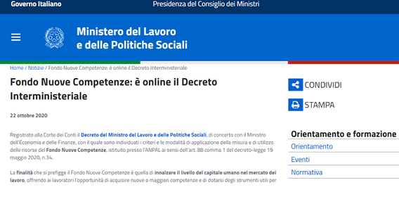 Fondo Nuove Competenze, domanda ad ANPAL per l'accesso ai contributi