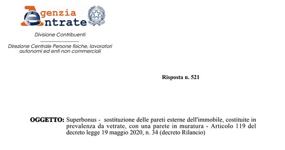 Superbonus 110%, vetrate escluse anche se sostituite con parete in muratura