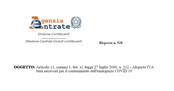 Tassazione IVA beni anti Covid: l'agevolazione si applica anche al noleggio