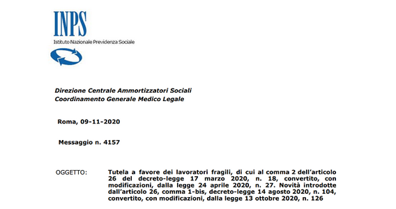 Lavoratori fragili, malattia per assenza da lavoro solo fino al 15 ottobre scorso