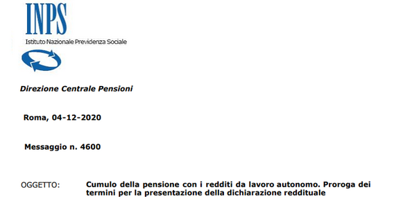 Dichiarazione dei redditi 2020, proroga anche per i pensionati INPS