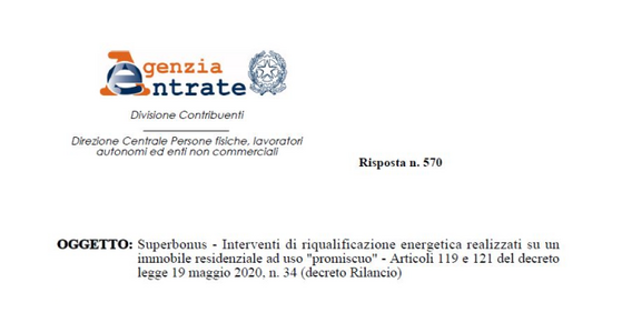 Superbonus 110%, immobile ad uso promiscuo: spetta metà dell'agevolazione