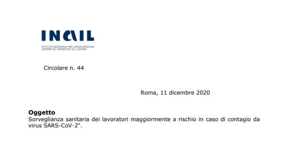Sorveglianza sanitaria eccezionale: le istruzioni dell'INAIL