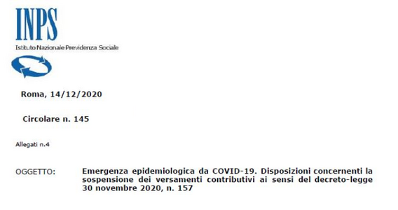 Sospensione contributi dicembre 2020, decreto Ristori quater: le istruzioni INPS