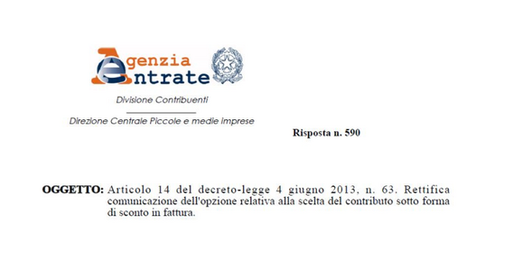 Sconto in fattura, errata comunicazione: il beneficiario deve segnalare l'errore