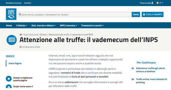 Truffe online e via sms: dall'INPS le istruzioni su cosa fare per tutelarsi